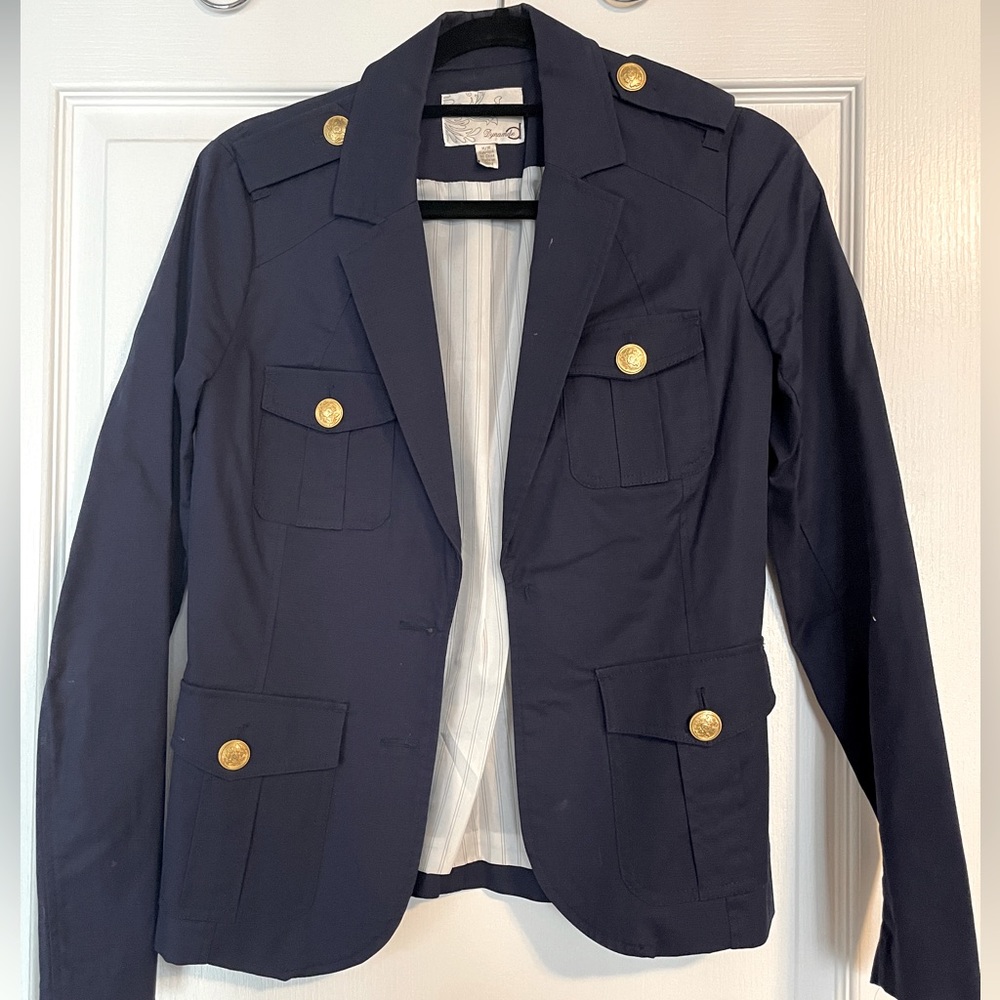 Royal blue Military style blazer with gold buttons